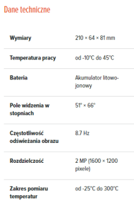 dane techniczne pirometr