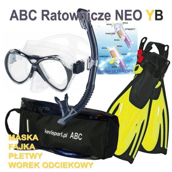 Zestaw ABC nurkowe NEO YB (maska, fajka, płetwy)